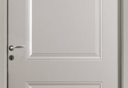 Porte d'entrée grise en acier